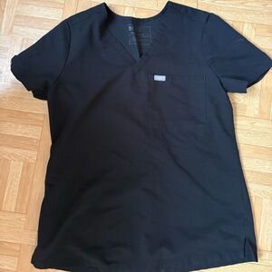 Figs Black V-Neck Scrub Top